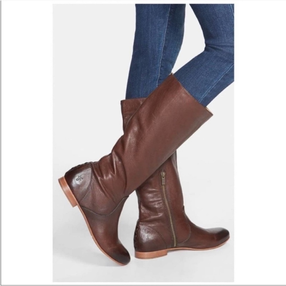 Frye Jillian Pull On Riding Boots Mid Calf Size 7 Brown